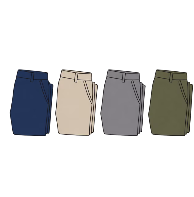 กางเกง Chinos พับสี่ตัว สีกรม สโตน เทา และมะกอก