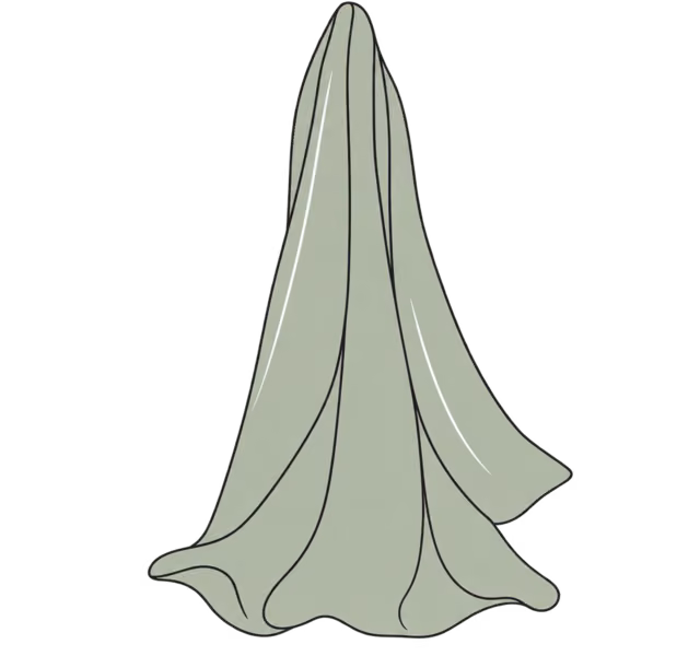 ผ้า Tencel สีเขียวเสจทิ้งตัวเป็นลอนนุ่ม