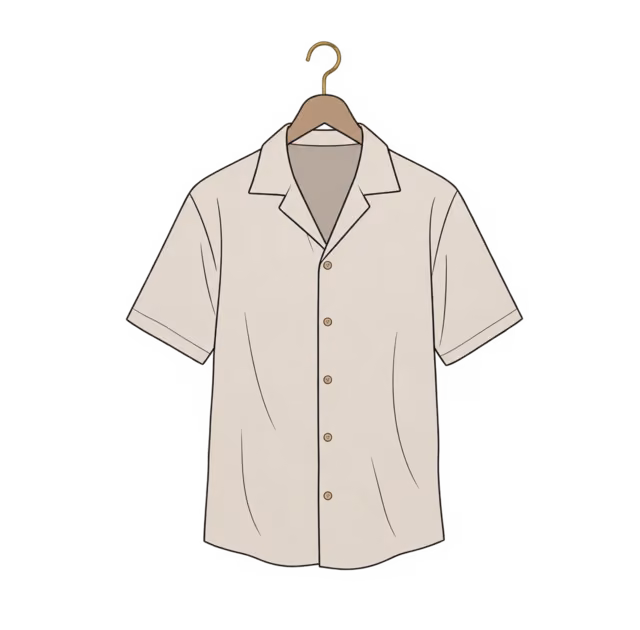 เสื้อเชิ้ตลินินผสมฝ้ายที่ยับเพียงเล็กน้อย