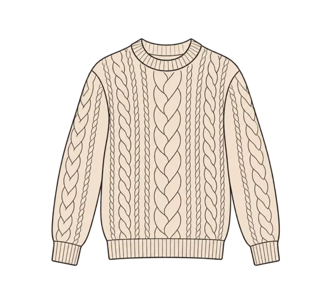 เสื้อไหมพรมถักเปียสีครีม