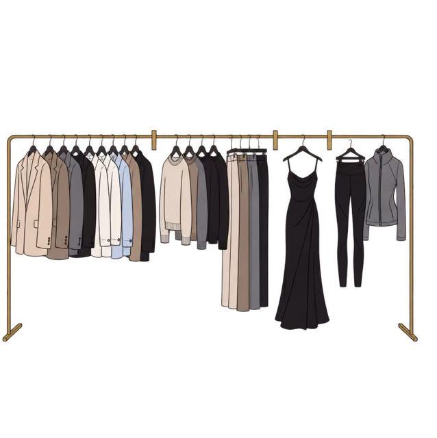 ราวเสื้อผ้าแยกกลุ่มชุดทำงาน Smart Casual ชุดออกงาน และชุดออกกำลังกาย