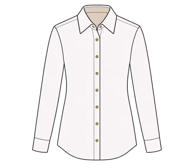 เสื้อเชิ้ตผ้าคอตตอนสีขาวทรงเรียบร้อย